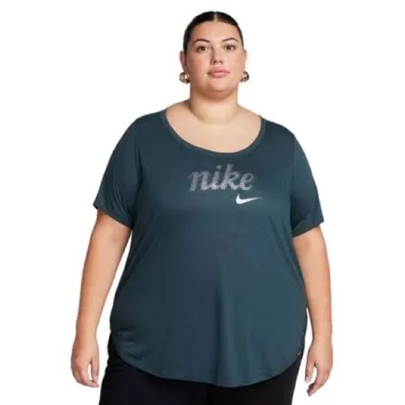 113. NWT Nike Plus Size Essential Tunic Logo T-Shirt, Deep Jungle 3X - Picture 1 of 8